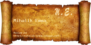 Mihalik Emma névjegykártya